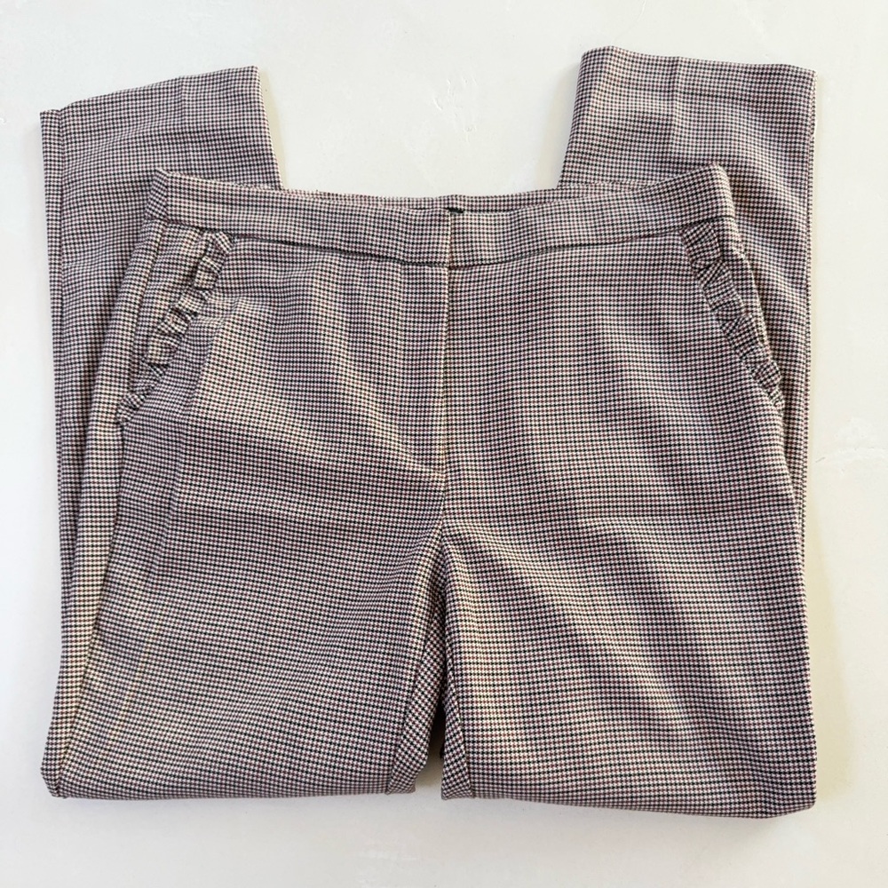 Zara High Rise Houndstooth Straight Leg Trousers Large